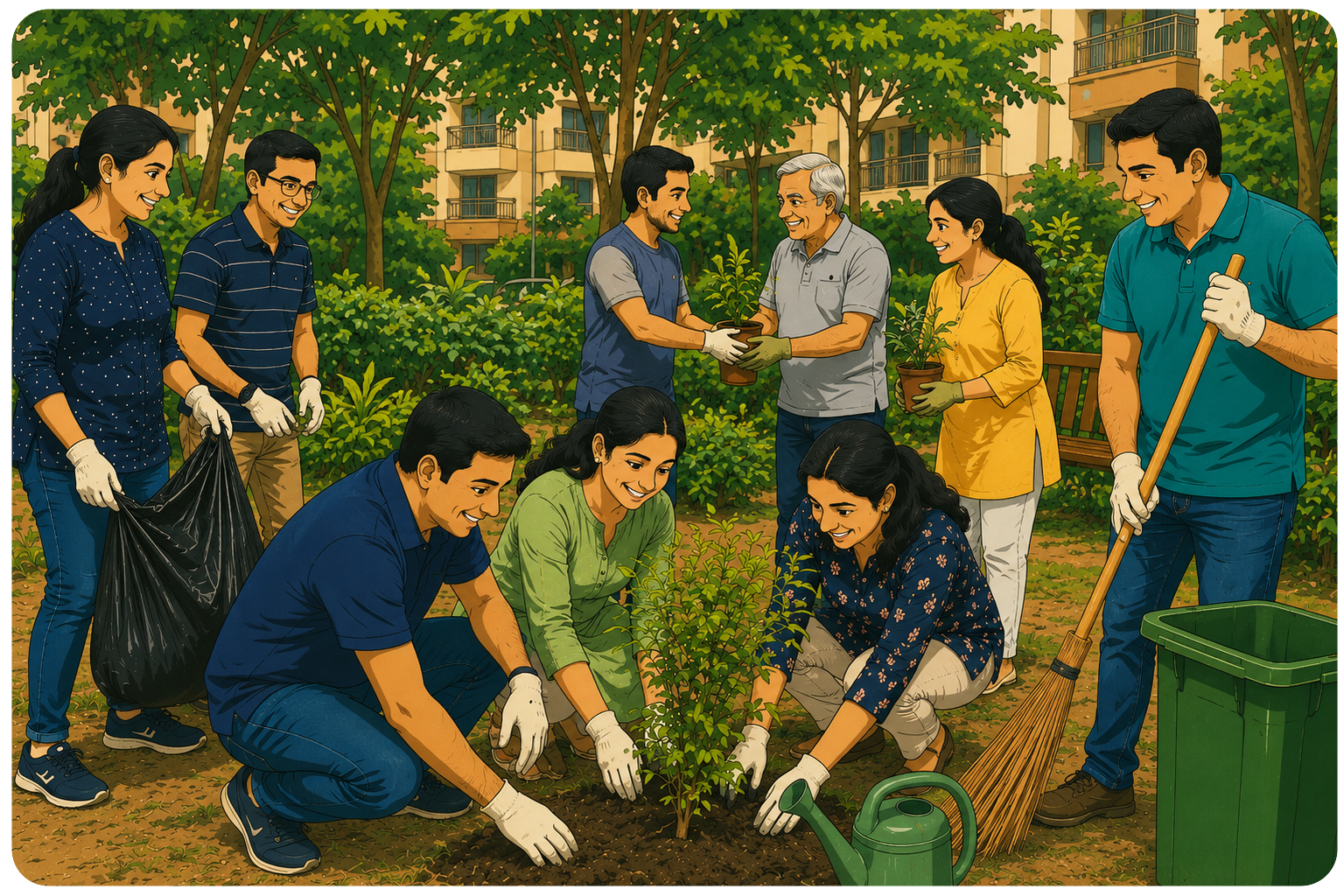 Community volunteers lending a helping hand